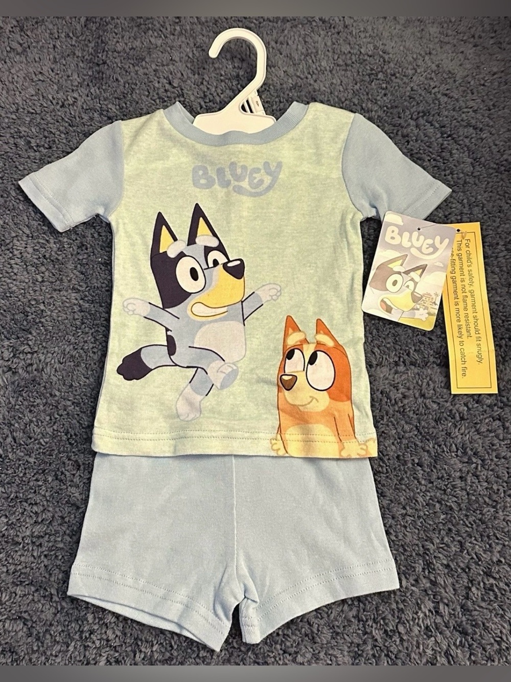 Bluey Toddler Boys Size 2T Blue Graphic S/S T-Shirt & Shorts 2-Piece Pajama Set